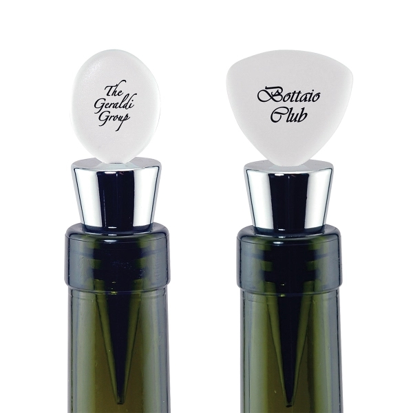 Silver wine stopper with frosted white topper and pad printed graphics.... from ASI 62190 Illini