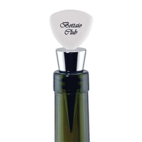 Silver wine stopper with frosted white topper and pad printed graphics.... from ASI 62190 Illini