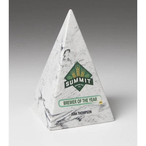 6" pyramid award, 3.75" x 3.75" x 6". Contains recycled materials.... from ASI 89860 StoneyCreek