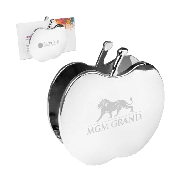 Miniature metal apple shaped desktop business card memo holder.... from ASI 31517 Admart Products / Admart Line