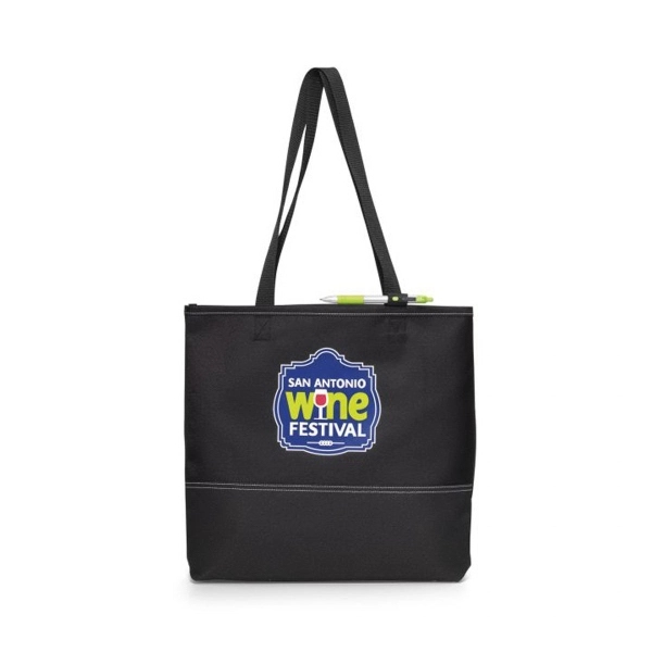 Polyester tote bag with pen loop, 3.5" shoulder straps and contrast... from ASI 56070 Gemline / Gemline®