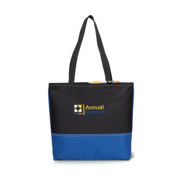 Polyester tote bag with pen loop, 3.5" shoulder straps and contrast... from ASI 56070 Gemline / Gemline®