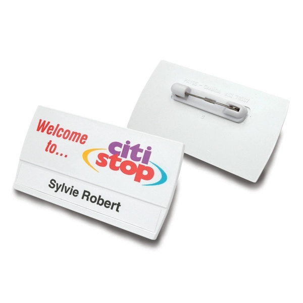 Rectangular personalized badge; 2 3/4" x 1 1/2".... from ASI 79896 Promo Plastik