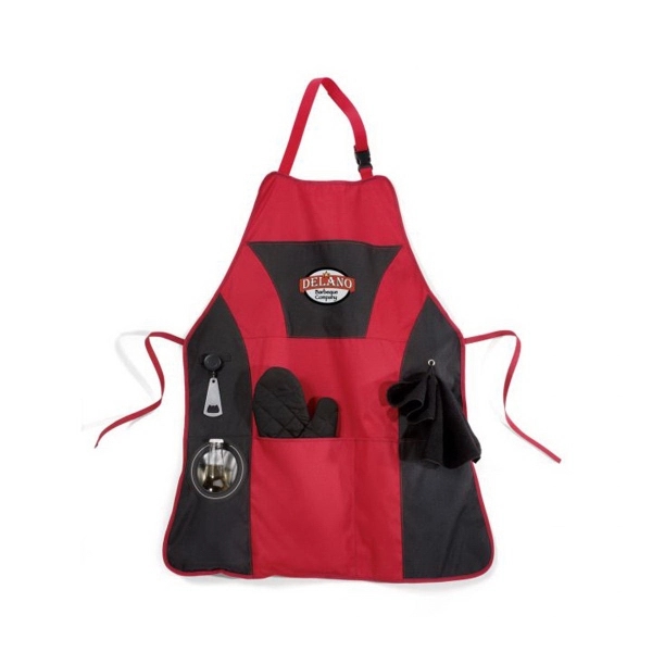 Apron kit with detachable bottle opener, padded oven mitt and towel.... from ASI 56070 Gemline / Gemline®
