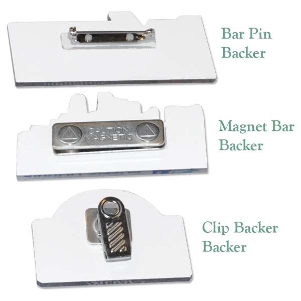 Custom shaped acrylic badge / name plate that measures 1/8" thick... from ASI 72521 Morris Magnets / Laser Cuts