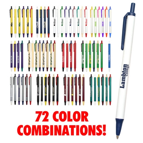 Retractable plastic ballpoint pen with contrast color trim (over 72 color... from ASI 52387 Empire USA / Pens Line USA