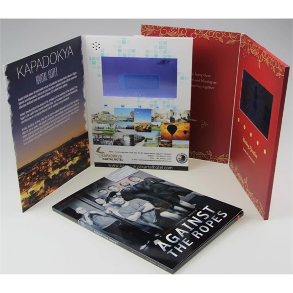 Bi-fold video brochure with a built-in LCD video display for audio... from ASI 37218 Athena Promo (tm)
