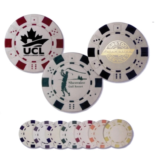 Color Foil Stamped Dice Poker Chips with white center.... from ASI 63500 Jomar Industries Inc / Poker Chip