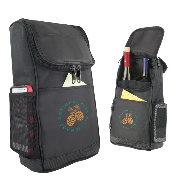 600 Denier Polyester two bottle wine carry tote is padded to... from ASI 40544 Binaco / Binaline