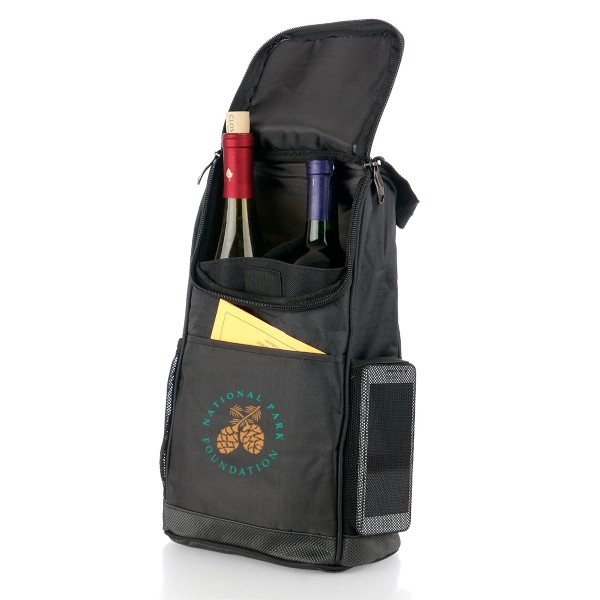 600 Denier Polyester two bottle wine carry tote is padded to... from ASI 40544 Binaco / Binaline