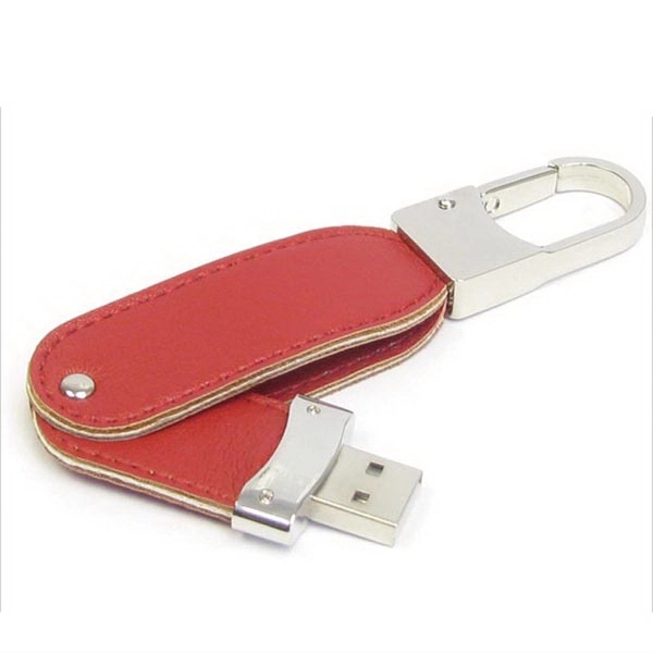 Leather 2.0 USB flash drive with swivel mechanism, key holder, and... from ASI 37218 Athena Promo (tm)