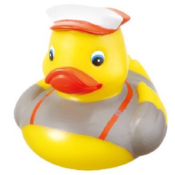 Rubber Trucker Duck Squeaking Toy balanced for floating... from ASI 31977 Adline Industries Inc