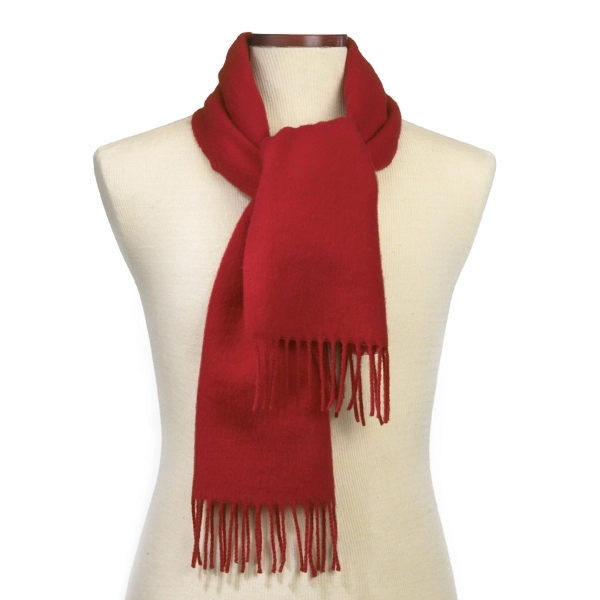 Red acrylic unisex muffler scarf with matching rope fringe.... from ASI 98085 Wolfmark