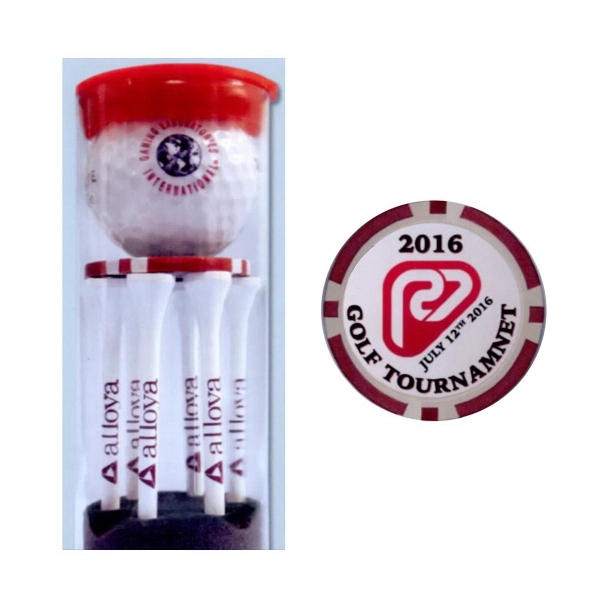Golf ball tube with 1 golf ball, 6 tees and 1... from ASI 63500 Jomar Industries Inc / The Tee Line
