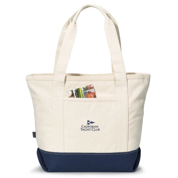 Unbleached cotton tote with 26.5" shoulder straps, contrast color bottom and... from ASI 56070 Gemline / Gemline®