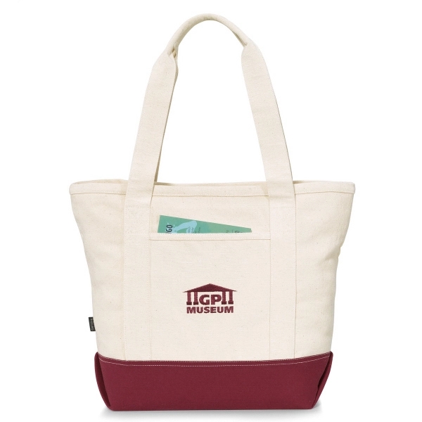 Unbleached cotton tote with 26.5" shoulder straps, contrast color bottom and... from ASI 56070 Gemline / Gemline®