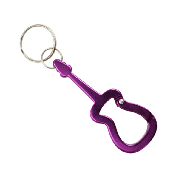 Guitar shaped carabiner with 1" split ring and 1/4" step ring.... from ASI 40589 ZZ DROPPED - Bison Designs LLC / Bison Designs