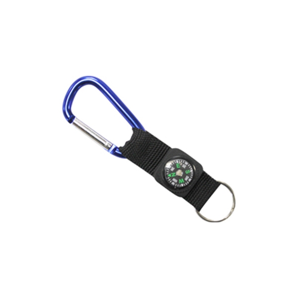 6cm pin hinge Carabiner key holder with compass and web fob.... from ASI 40589 ZZ DROPPED - Bison Designs LLC / Bison Designs