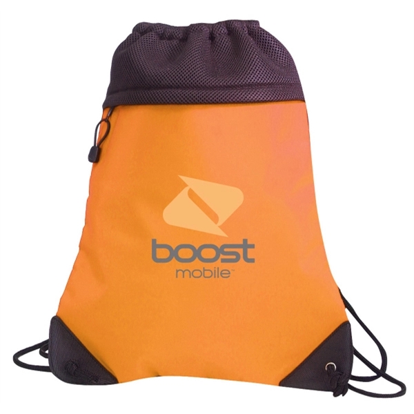 Micro fiber drawstring backpack with a front zippered pocket for extra... from ASI 40544 Binaco / Binaline