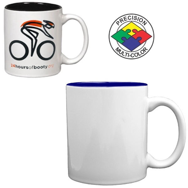 11oz two-tone white mug with c-shaped handle and colored interior. Glossy... from ASI 80093 Pyrographics / Pyrographics Line
