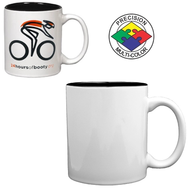 11oz two-tone white mug with c-shaped handle and colored interior. Glossy... from ASI 80093 Pyrographics / Pyrographics Line