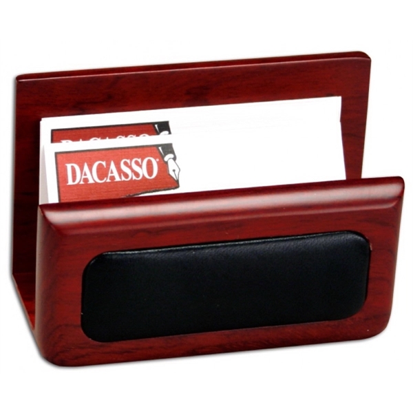 Rosewood and leather business card holder with accent stitching.... from ASI 48125 Dacasso / DaCasso