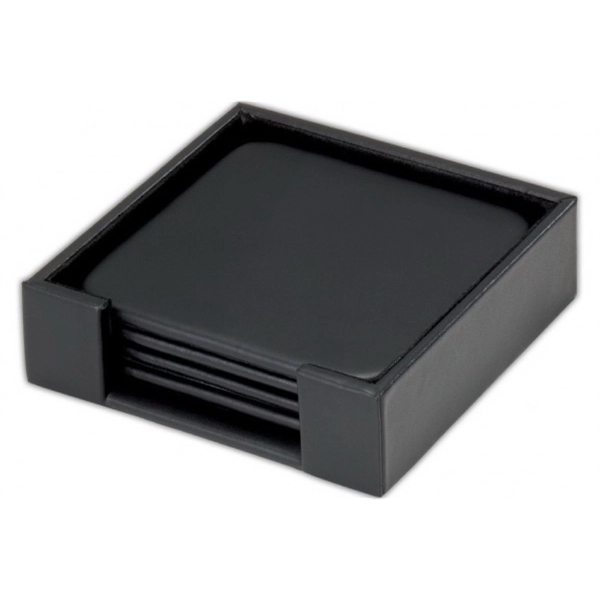 Set of four square coasters made of black leatherette with a... from ASI 48125 Dacasso / DaCasso