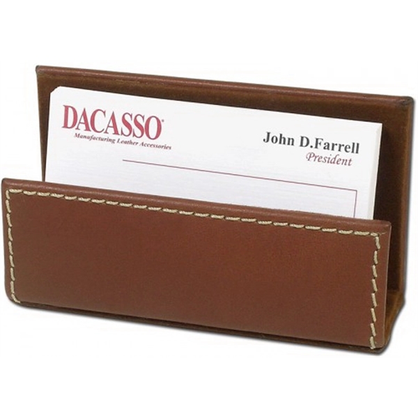 Rustic leather business card holder in brown with accent stitching.... from ASI 48125 Dacasso / DaCasso