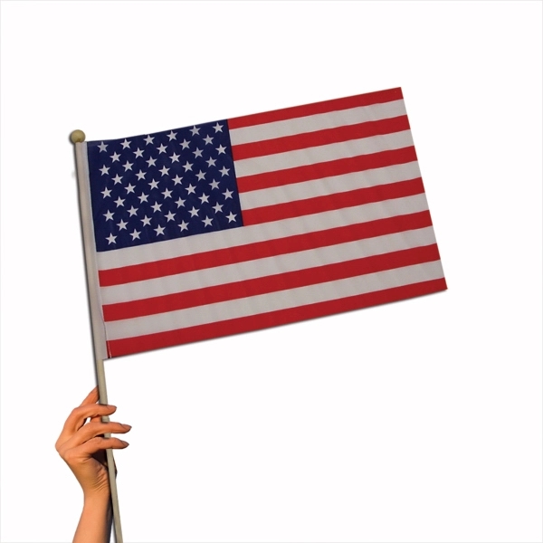 12" x 18" American flag with 23" wooden stick... from ASI 42016 Brighter Promotions Inc / Chemical Light™