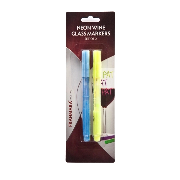 Neon yellow and neon blue wine glass markers, set of two,... from ASI 55450 Franmara Inc