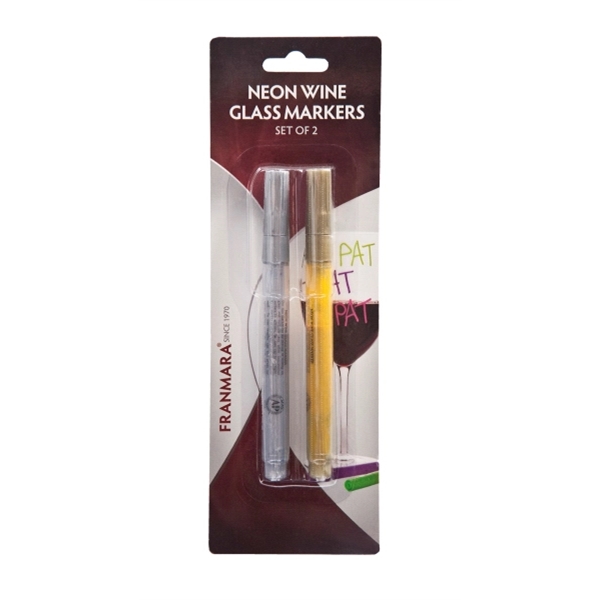 Neon gold and neon silver wine glass markers, set of two,... from ASI 55450 Franmara Inc
