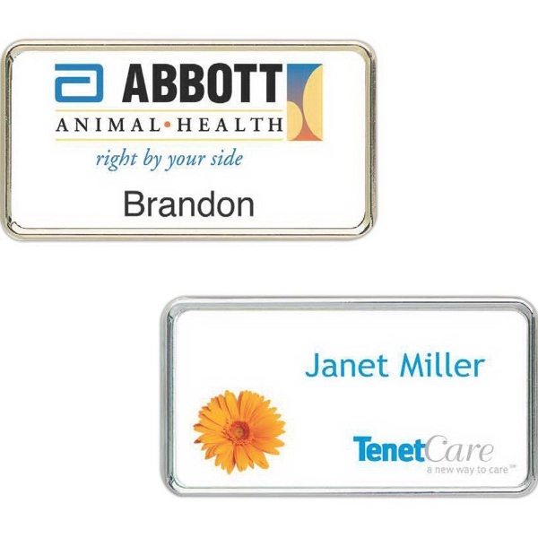 .050" thick badge with a frame, plastic insert, and pin closure.... from ASI 59080 Halls & Company