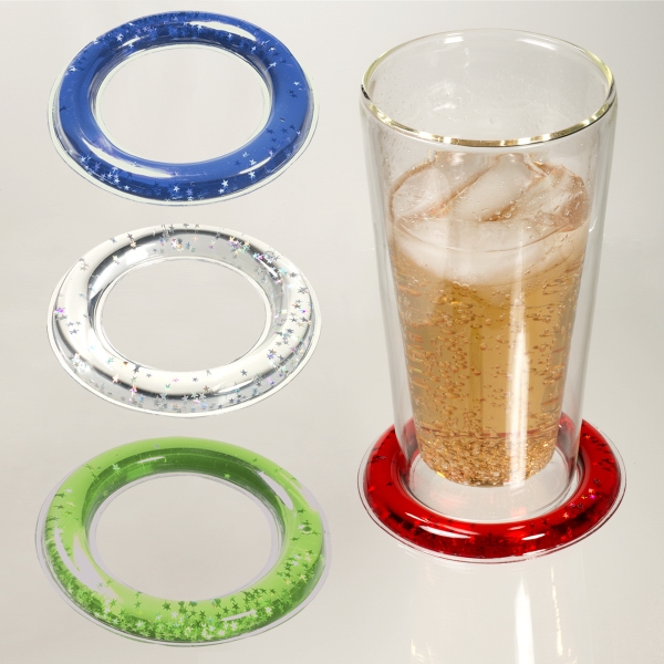 PVC beverage pad with freezable liquid ring with glittery stars.... from ASI 79530 Prime Line / Prime Line
