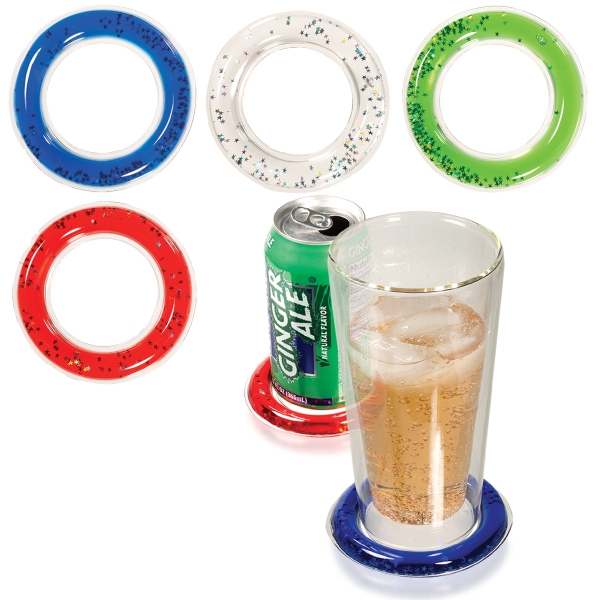 PVC beverage pad with freezable liquid ring with glittery stars.... from ASI 79530 Prime Line / Prime Line
