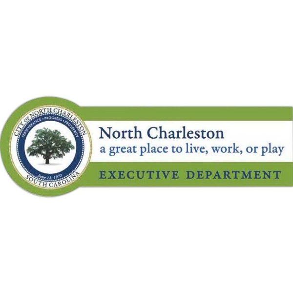 Full color digital print .050" thick rectangular badge with pin fastener... from ASI 59080 Halls & Company