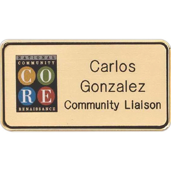 Framed UV inkjet imprint 1/16" thick badges with fastener in assorted... from ASI 59080 Halls & Company