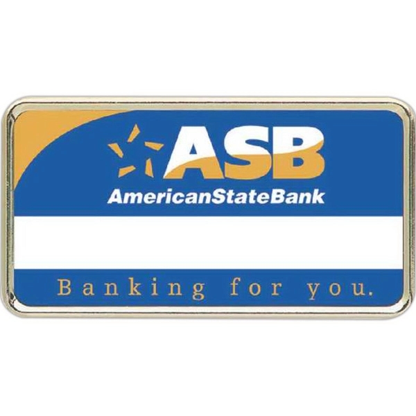 1" x 3" framed badge with a pin fastener.... from ASI 59080 Halls & Company