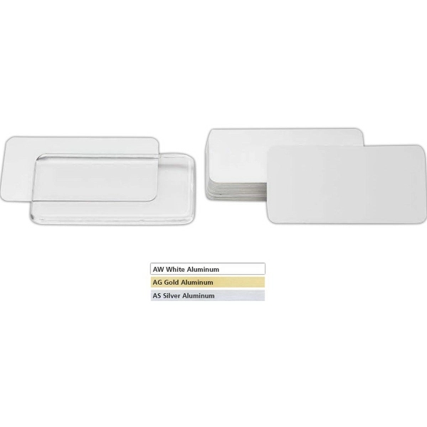Snap-It blank rectangular .020" thick badge with aluminum insert and pin... from ASI 59080 Halls & Company