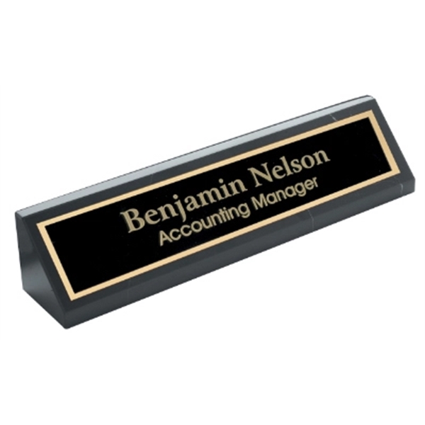 8" x 2" x 2" black or rosewood wedge-style desk nameplate.... from ASI 92531 Unique Custom Products / UCP