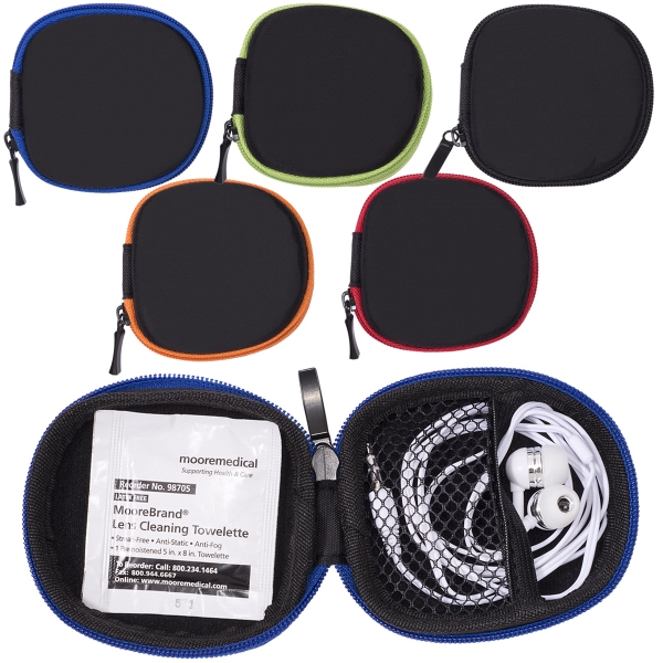 Pocket pouch set with earbuds and lens cleaning towelette... from ASI 79530 Prime Line