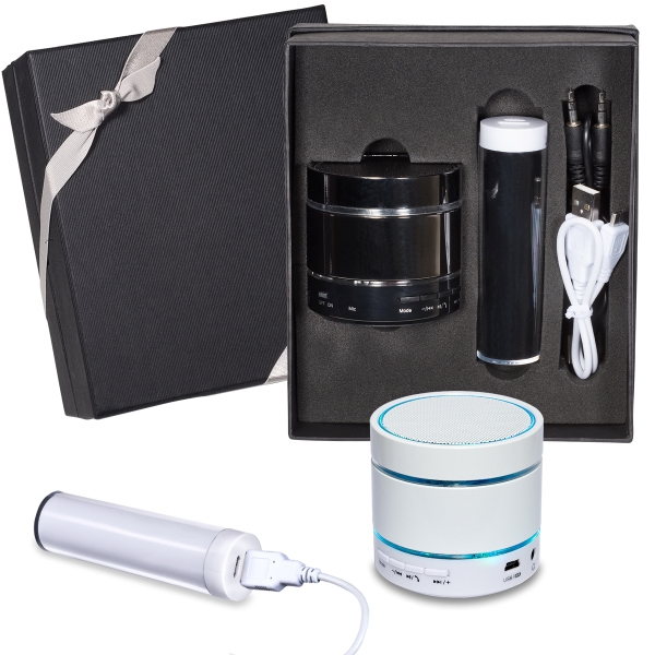Set featuring disco lights Bluetooth®speaker and micro-cylinder power bank... from ASI 79530 Prime Line