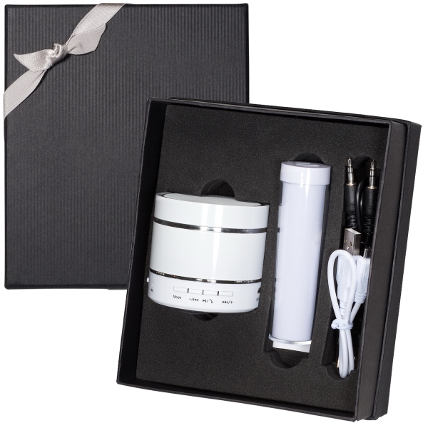 Set featuring disco lights Bluetooth®speaker and micro-cylinder power bank... from ASI 79530 Prime Line