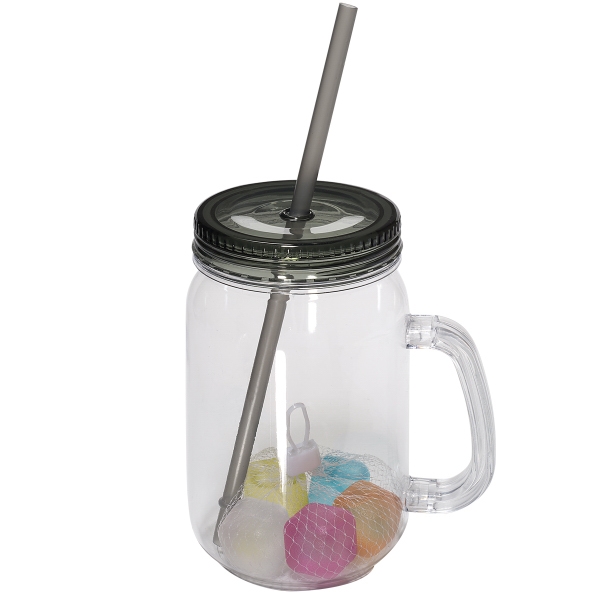 Colored reusable ice cubes and a mason jar with a straw... from ASI 79530 Prime Line / Prime Line