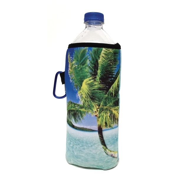 This fabric water/soda bottle caddy with a full multi-color bleed holds... from ASI 65603 Kool Trends