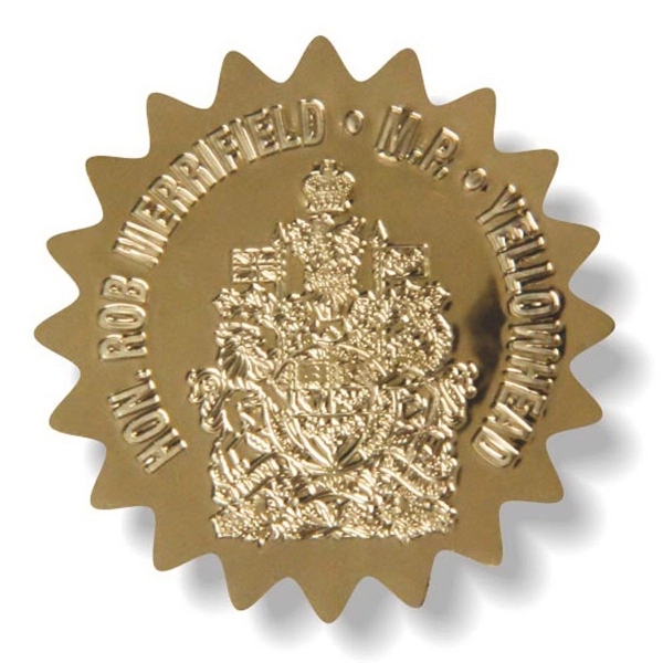 Custom Debossed Gold Polyester Decal .006 with image impressed into the... from ASI 87400 ArtechPro