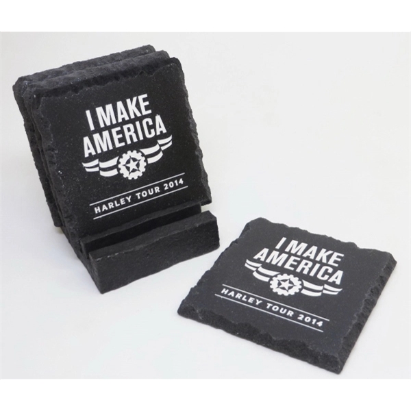 Chiseled edge coaster set made in USA and contains recycled materials.... from ASI 89860 StoneyCreek / StoneyCreek®