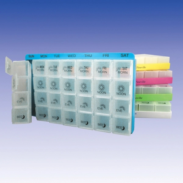 Translucent medicine case with multiple compartments for every day of the... from ASI 92977 UniversalPromo, Inc / UP Line