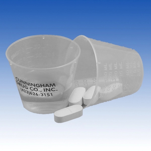 Plastic medicine cup with raised calibrations in ml, tsp., tbs., oz.,... from ASI 92977 UniversalPromo, Inc / UP Line