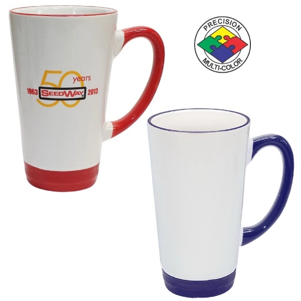 16oz Cafe Latte Mug with Colored Halo & Handle... from ASI 80093 Pyrographics / Pyrographics Line