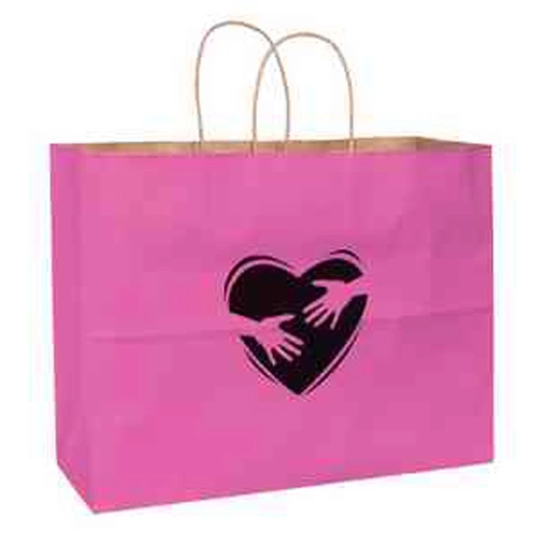 16" x 6" x 13" Kraft paper pink Breast Cancer awareness... from ASI 35290 American Ad Bag Co